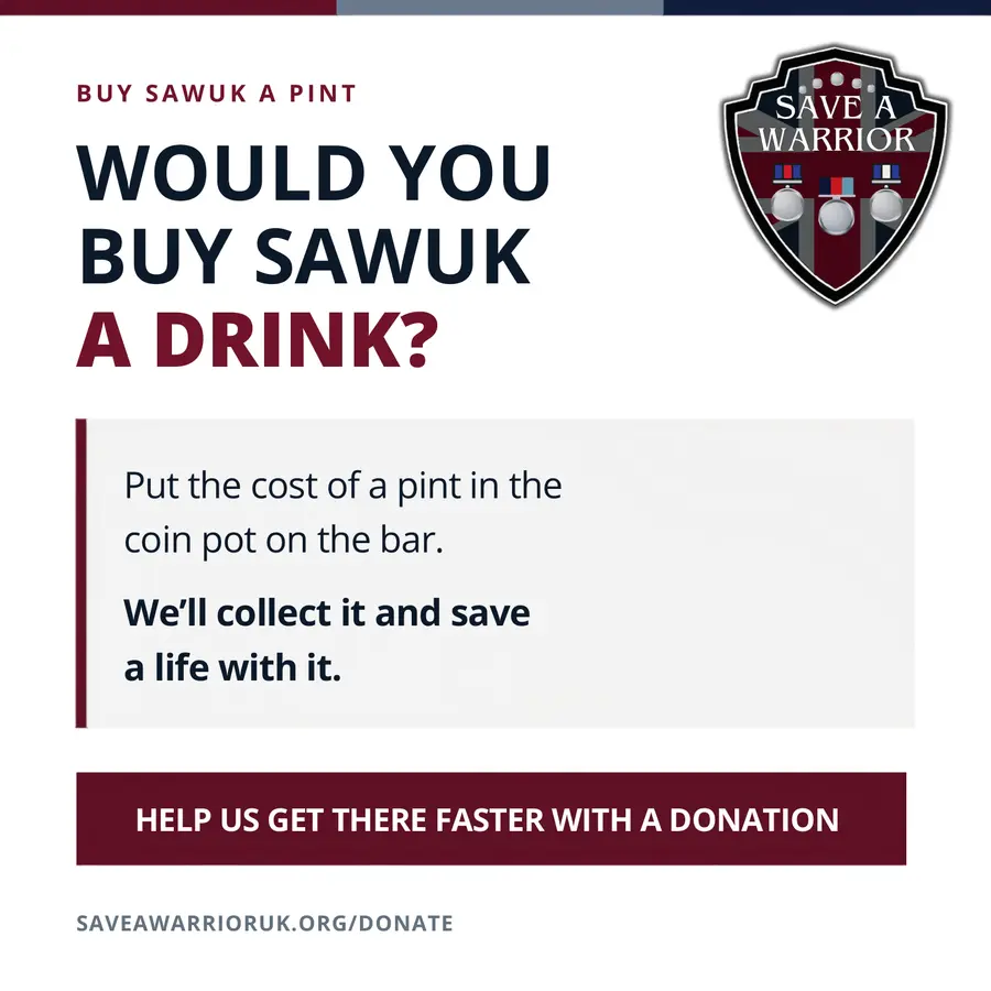 Beer mat asking: Would you buy SAWUK a drink?